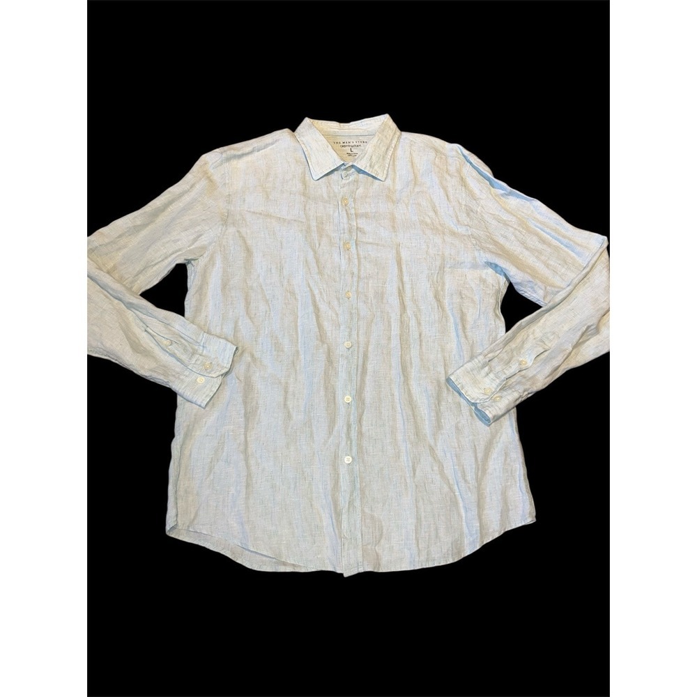 The Men's Store at Bloomingdale's Linen Shirt Button‎ Up L/S Men's Sz L - Picture 2 of 7